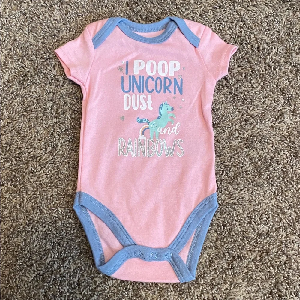 Baby Girl Unicorn Onesie Bundle 0-3 Month Lot of Four
